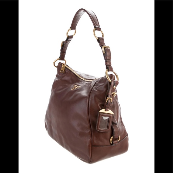 PRADA Soft Calf Leather Brown Hobo - Picture 3 of 7